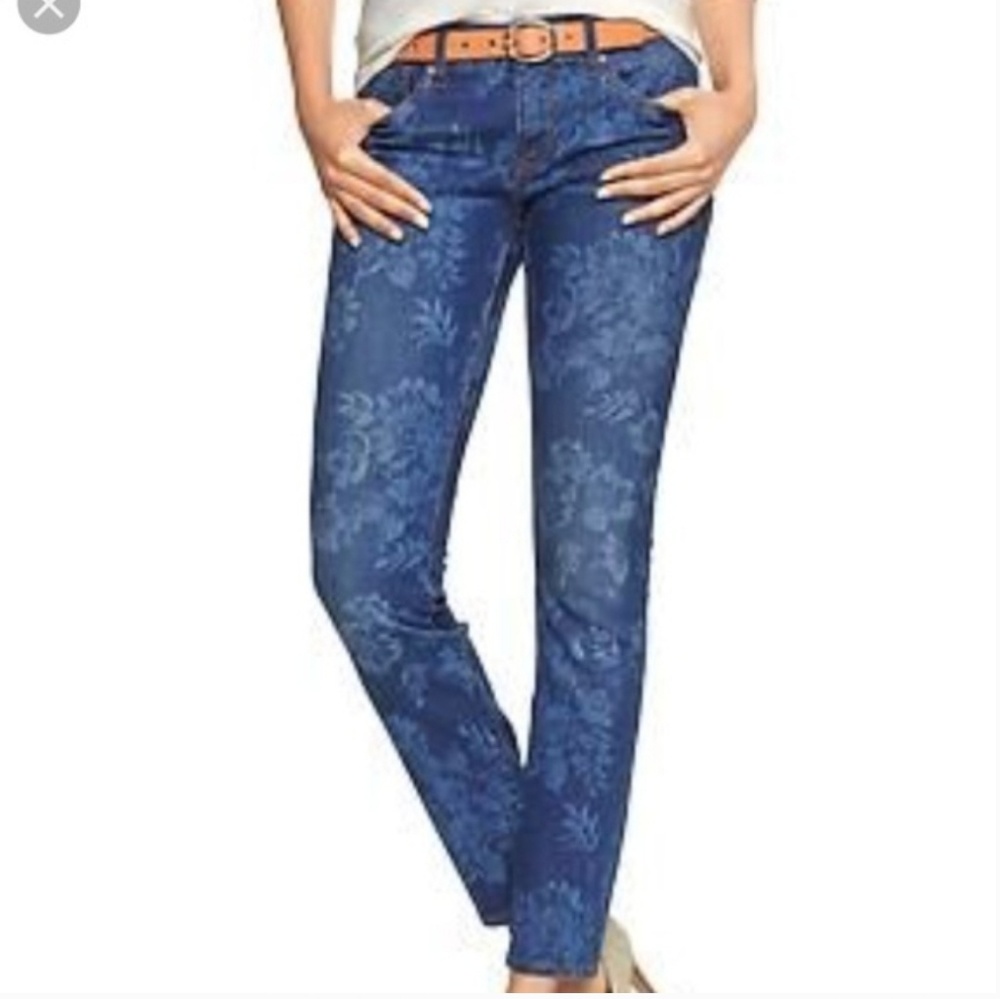 EUC Gap 1969 Always Skinny Cropped Floral Jeans 27